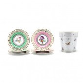 HAND PAINTED CERAMIC WASTE BAS