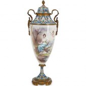 HAND PAINTED CHAMPLEVE URNDESC
