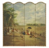 HAND-PAINTED FOUR-PANEL FOLDIN