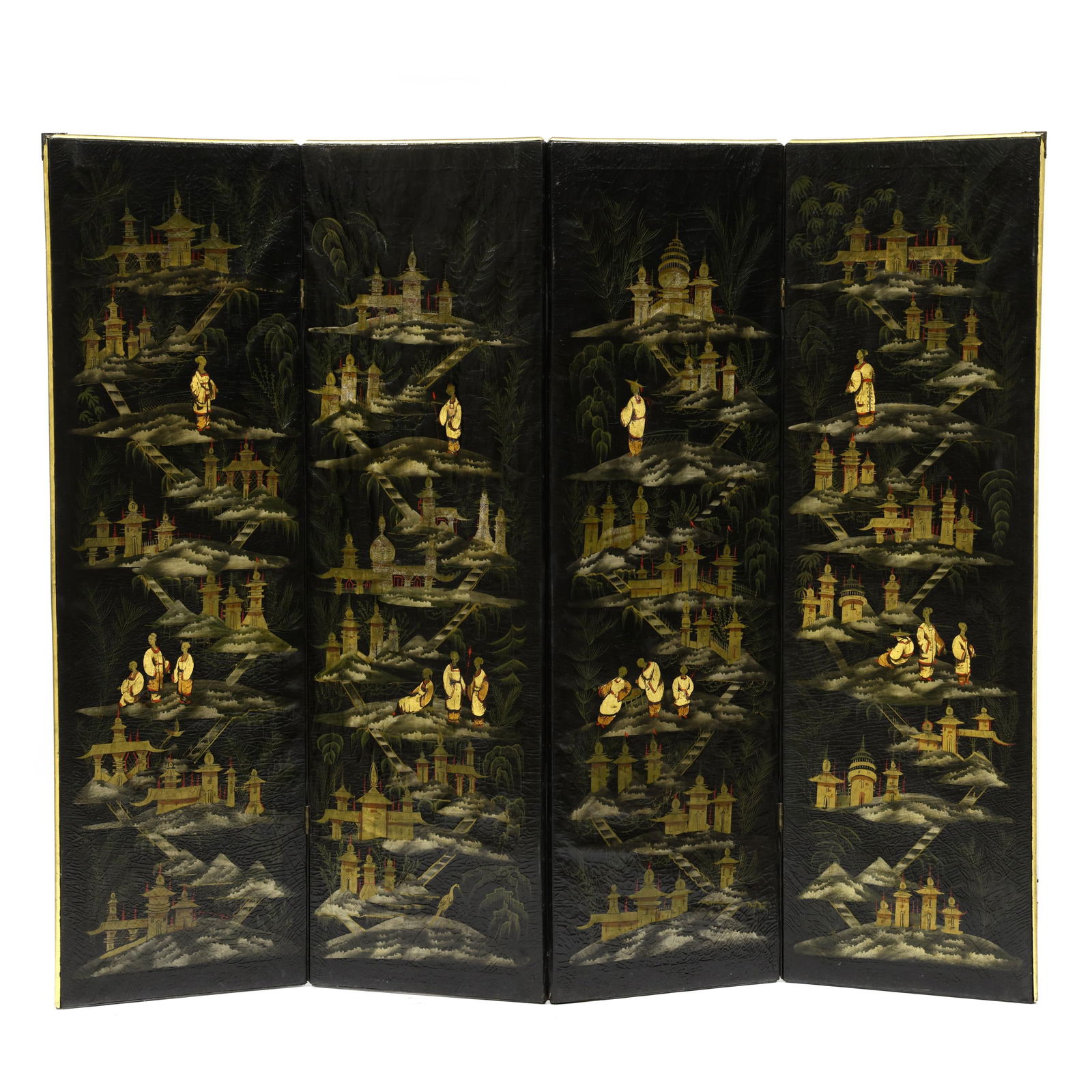 HAND PAINTED FOUR PANEL LEATHER