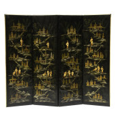 HAND PAINTED FOUR PANEL LEATHE