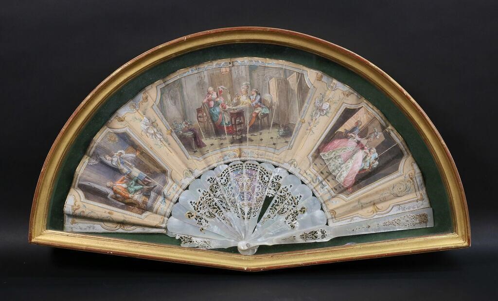 HAND PAINTED FRAMED FAN GENRE