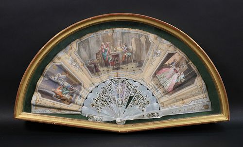 HAND PAINTED FRAMED FAN GENRE
