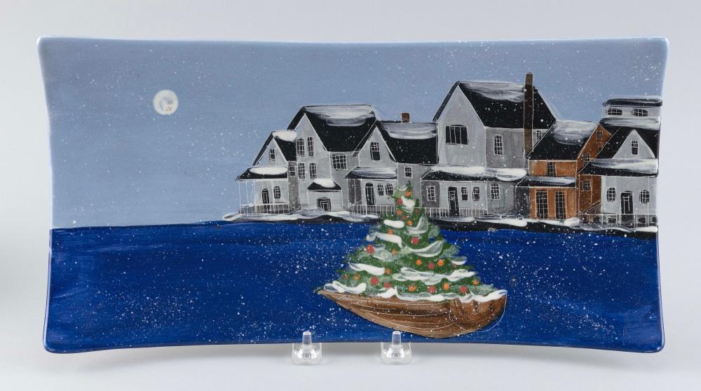 HAND-PAINTED HOLIDAY SERVING TRAY