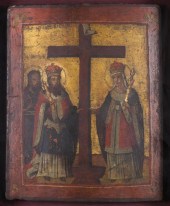 HAND PAINTED ICON ON WOOD PANE
