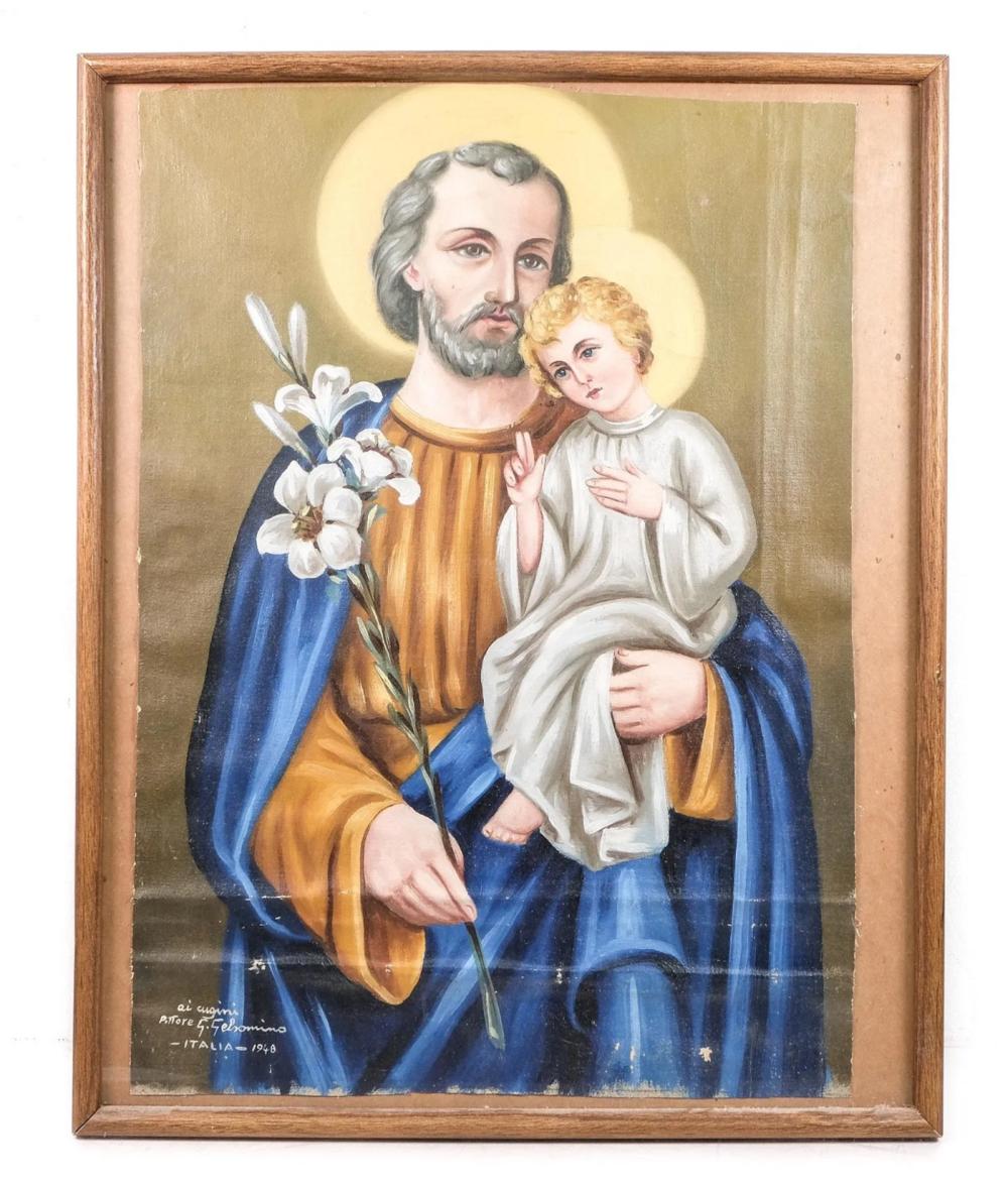 HAND PAINTED ICON ST JOSEPH WITH