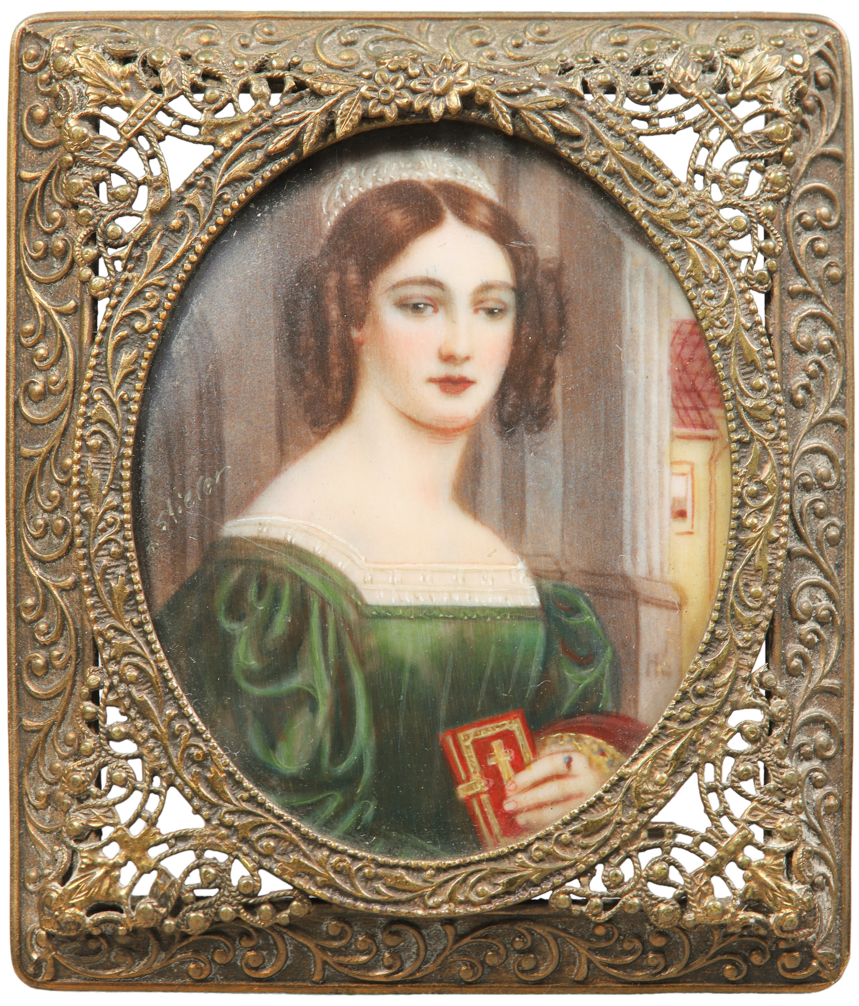 Hand painted miniature portrait,