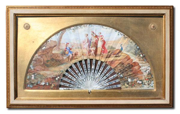 HAND PAINTED MOTHER OF PEARL FAN: