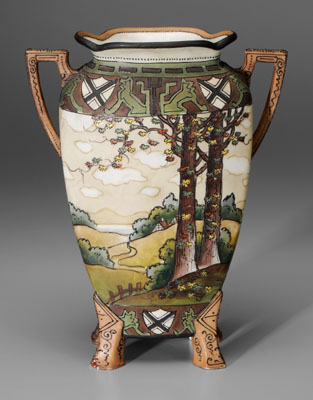 Hand-painted Nippon scenic vase,