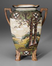 Hand-painted Nippon scenic vas