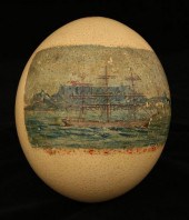 HAND PAINTED OSTRICH EGG DEPIC