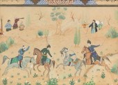 HAND PAINTED PERSIAN POLO SCEN