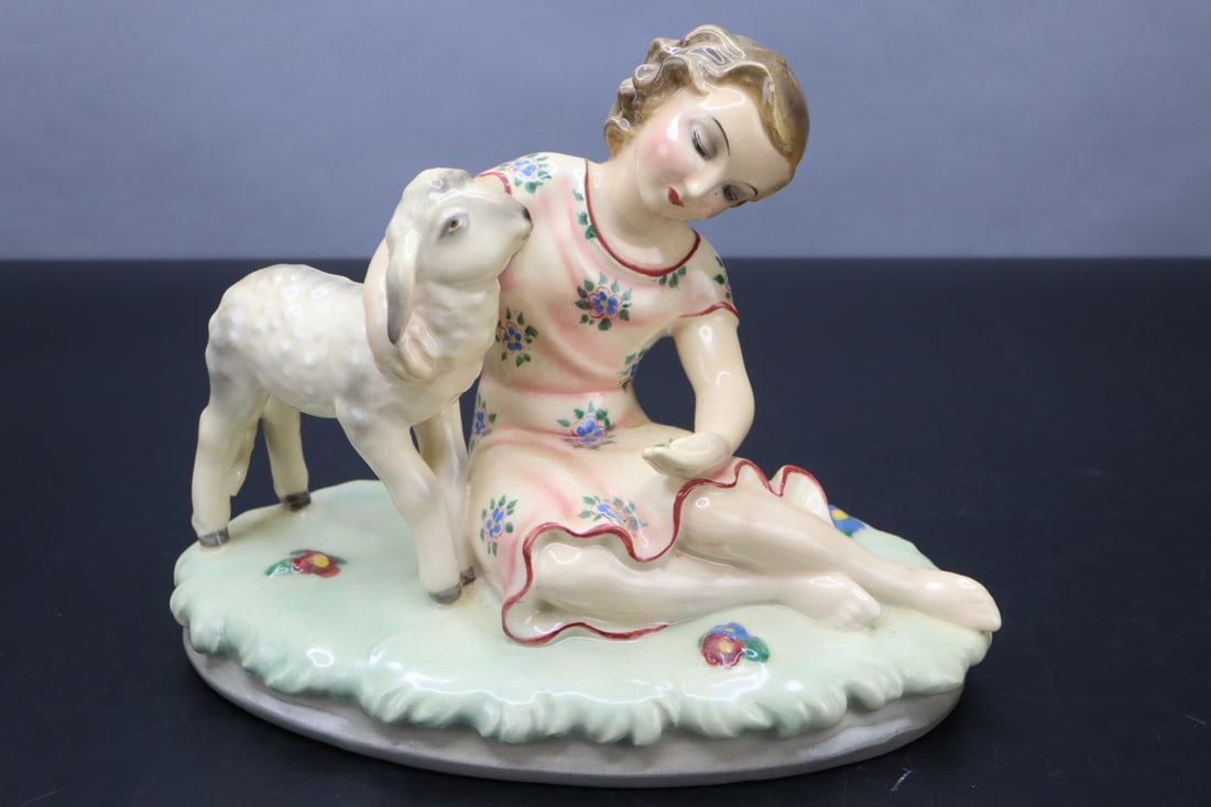 HAND PAINTED PORCELAIN GIRL WITH