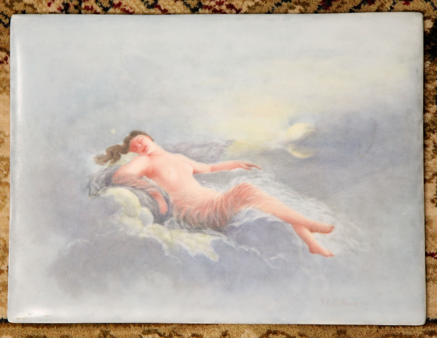 HAND PAINTED PORCELAIN PLAQUE. 