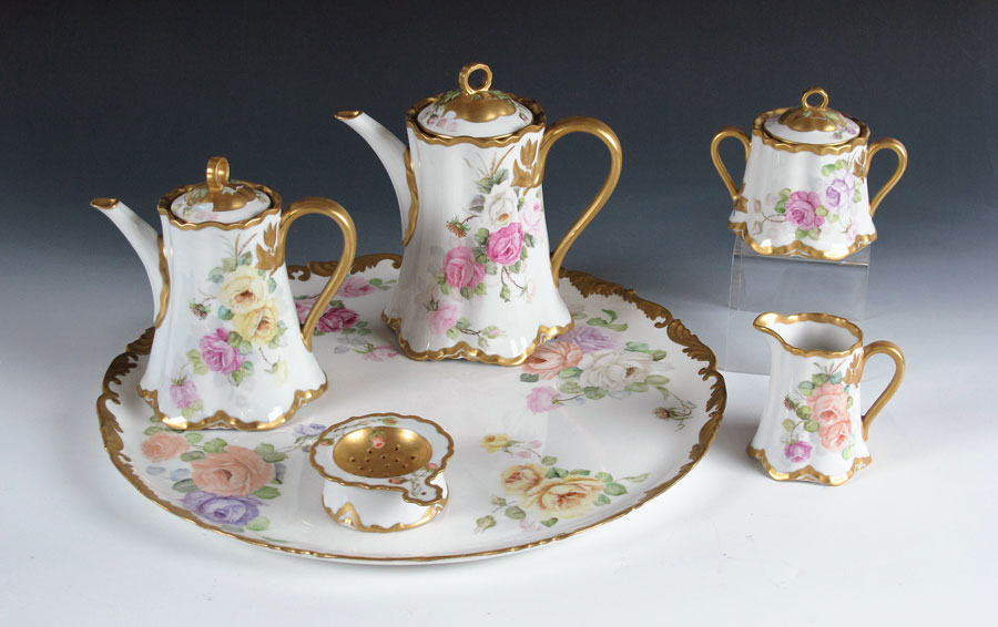 HAND PAINTED PORCELAIN TEA AND