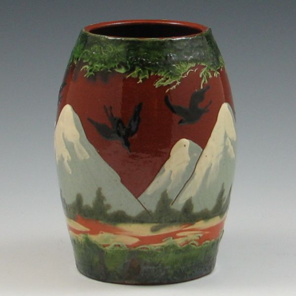 Hand Painted Scenic Mountain Vase