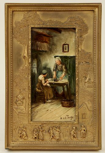 HAND PAINTED TILE IN BRONZE