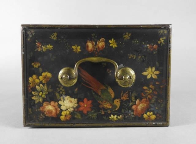 HAND PAINTED TOLE STRONGBOX,