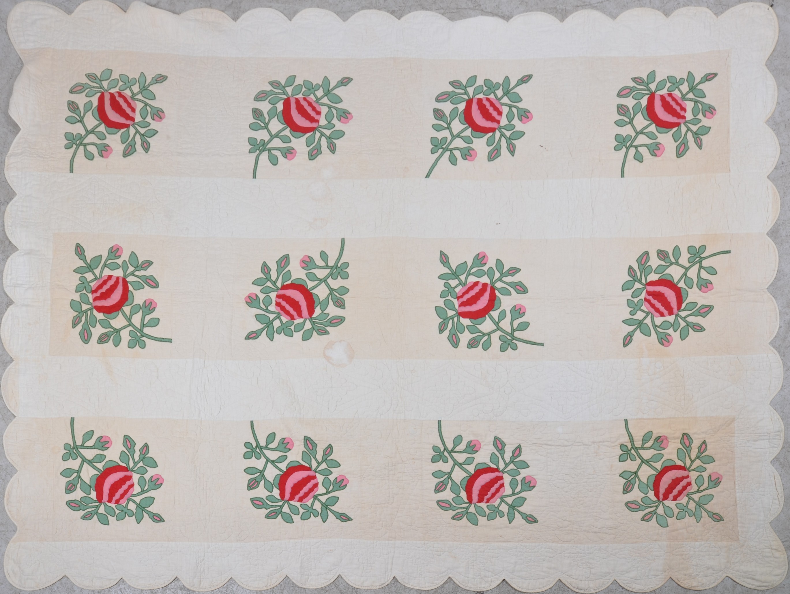 Hand quilted and appliqued cover,
