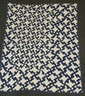 Hand stitched blue and white D
