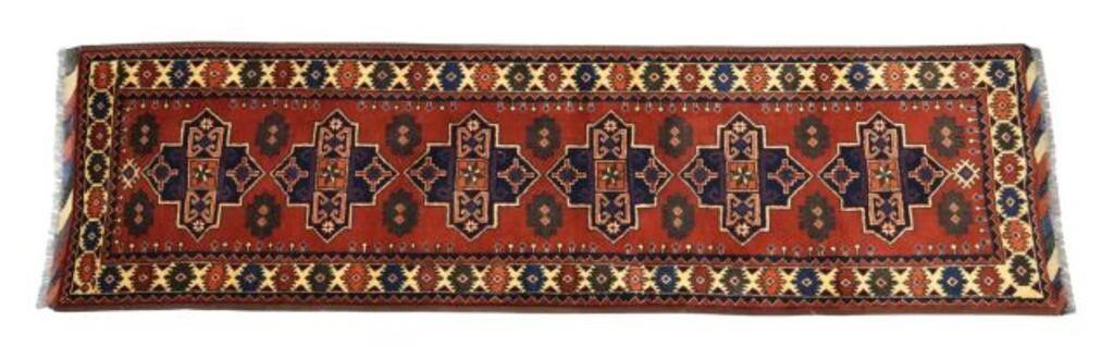 HAND-TIED AFGHAN RUNNER, 9'4" X