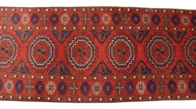 HAND-TIED AFGHAN TURKOMAN RUNNER,
