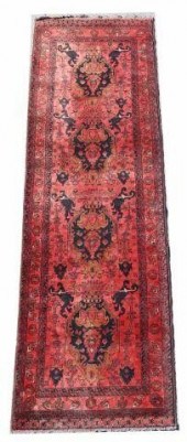HAND-TIED AFGHAN WOOL RUNNER,