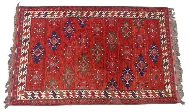 HAND-TIED AFGHAN WOOL TURKOMAN RUG,