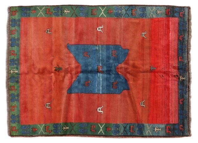 HAND-TIED GABBEH WOOL RUG, 9'6" X