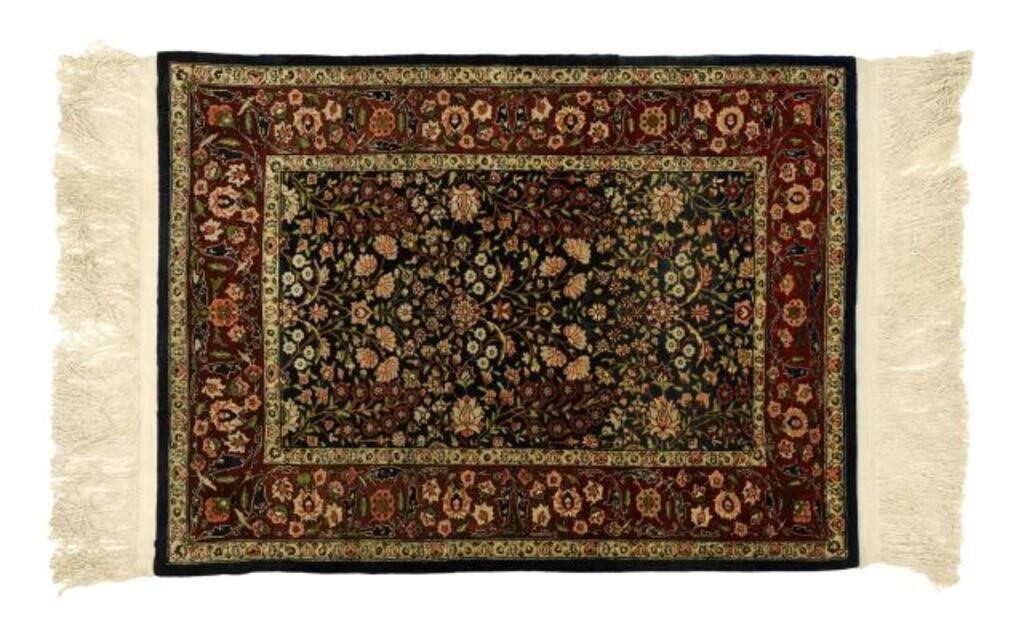 HAND-TIED HEREKE DESIGN SILK RUG,