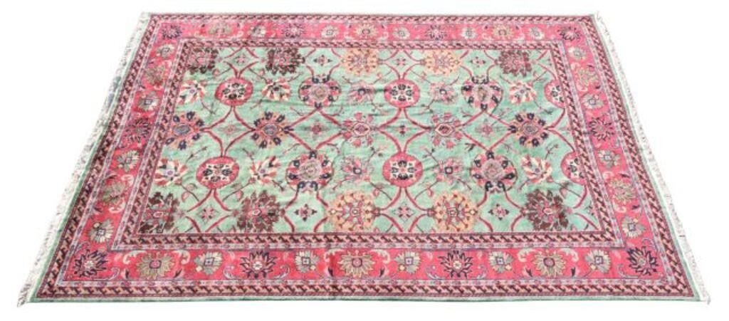 HAND-TIED INDO-OUSHAK RUG, 13'9"