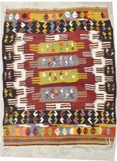 HAND-TIED KILIM GEOMETRIC RUG,