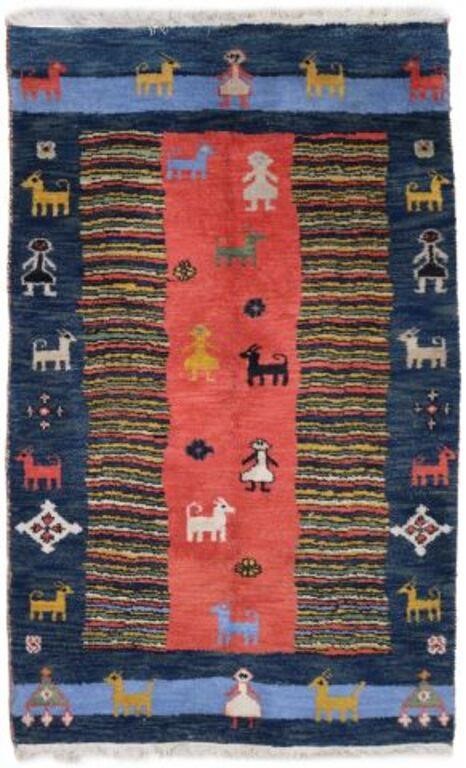 HAND-TIED PERSIAN GABBEH RUG,