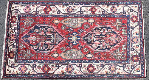 HAND-TIED PERSIAN HAMADAN RUG,