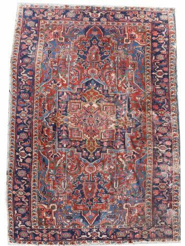 HAND-TIED PERSIAN HERIZ RUG,