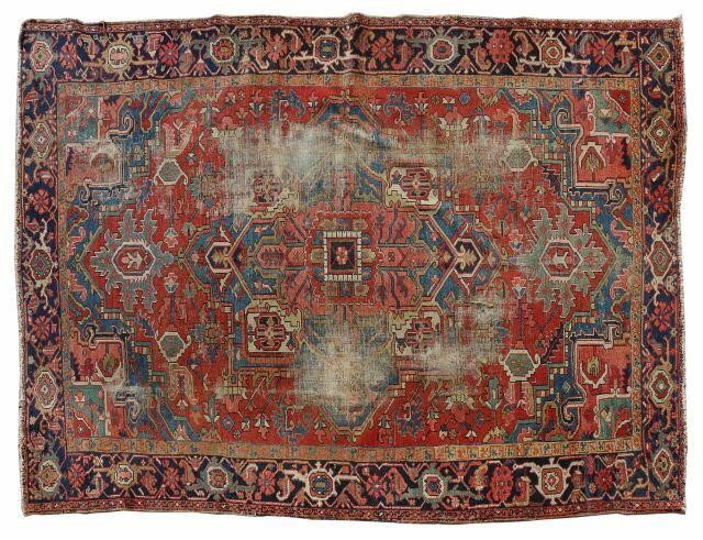 HAND-TIED PERSIAN HERIZ RUG,