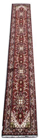 HAND-TIED PERSIAN HERIZ RUNNER RUG,