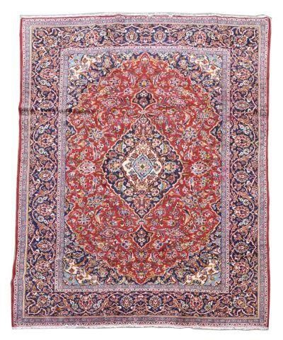 HAND-TIED PERSIAN KASHAN RUG, 10' X