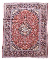 HAND-TIED PERSIAN KASHAN RUG,