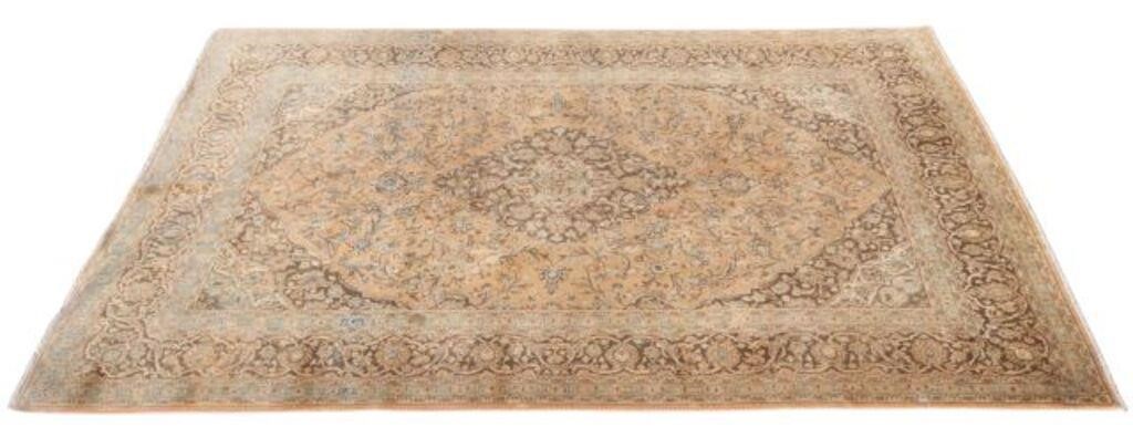 HAND-TIED PERSIAN KASHAN RUG,
