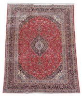 HAND-TIED PERSIAN KASHAN RUG,