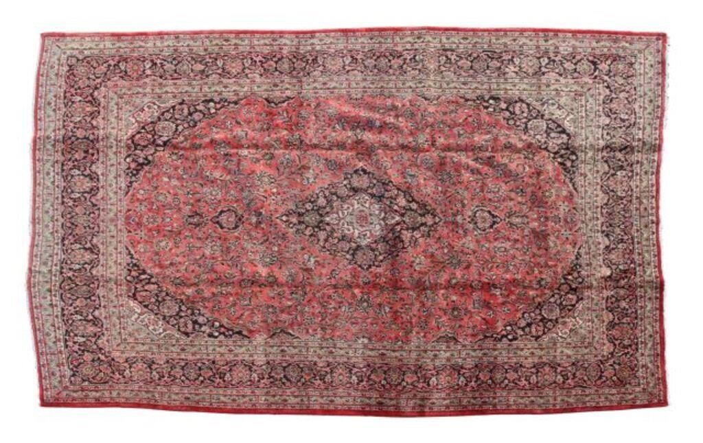 HAND-TIED PERSIAN KASHAN RUG, 12'6"