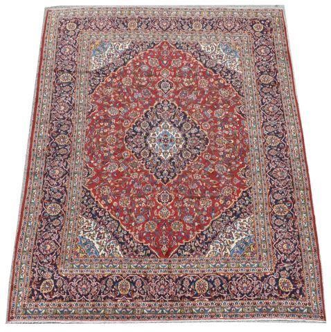 HAND-TIED PERSIAN KASHAN RUG, 12'6"