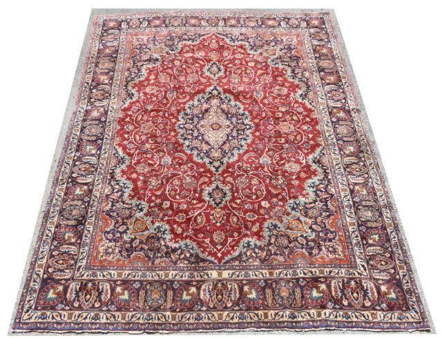HAND-TIED PERSIAN KASHAN RUG, 12'6"