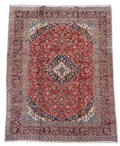HAND-TIED PERSIAN KASHAN RUG, 12'7"