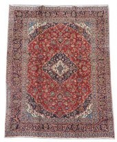 HAND-TIED PERSIAN KASHAN RUG,