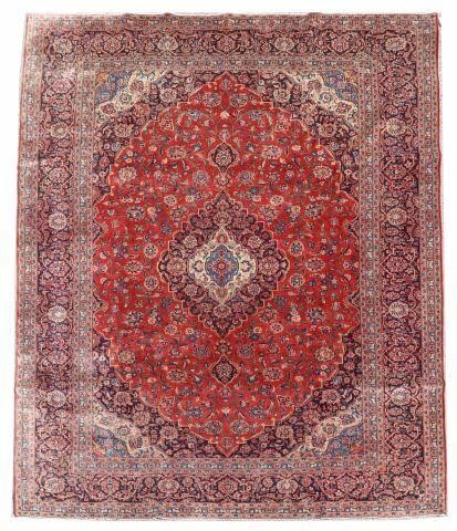 HAND-TIED PERSIAN KASHAN RUG, 13'0"