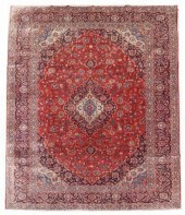 HAND-TIED PERSIAN KASHAN RUG,