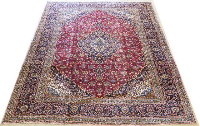 HAND-TIED PERSIAN KASHAN RUG, 13'0"