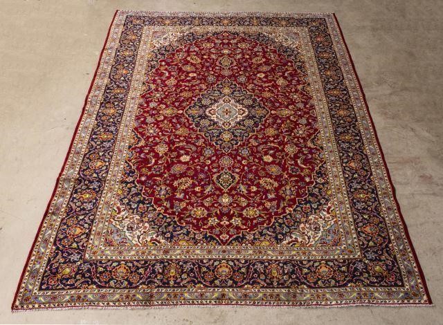 HAND-TIED PERSIAN KASHAN RUG, 13'4"